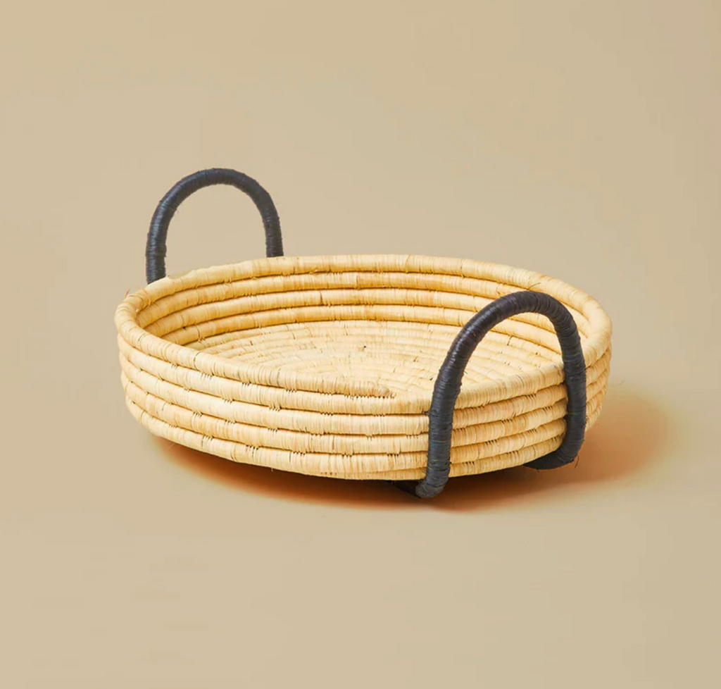 Contrast Handle Raffia Tray